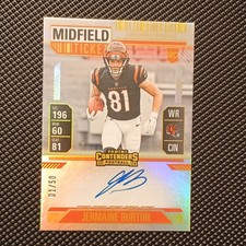 Panini Contenders Jermaine Burton Rookie Auto Midfield Ticket /50 #135 Bengals