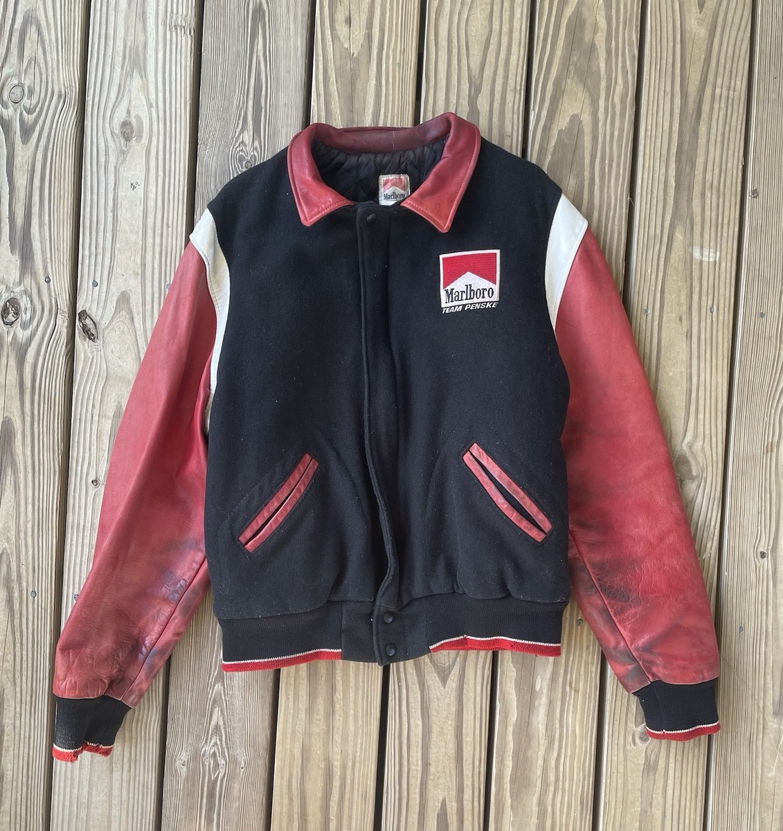 Vintage American Marlboro team Penske leather racing jacket | eBay