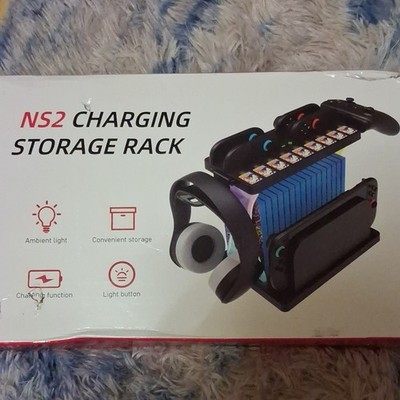 NS2 Charging Dock Storage Rack for Controller & Console, Ambient Light, Plastic