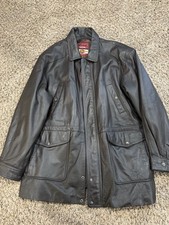 Reed Leather Made In USA Dark Brown 100% Leather Utility Jacket Size 48 XL