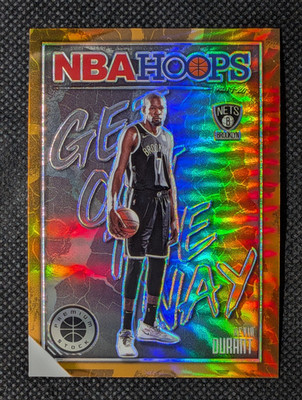 Kevin Durant 2019-20 Panini Hoops Premium Stock Get Out The Way Orange Holo SP