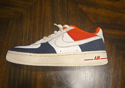 Size 5.5Y - Nike Air Force 1 '07 LX White Red Denim - DJ5180-100