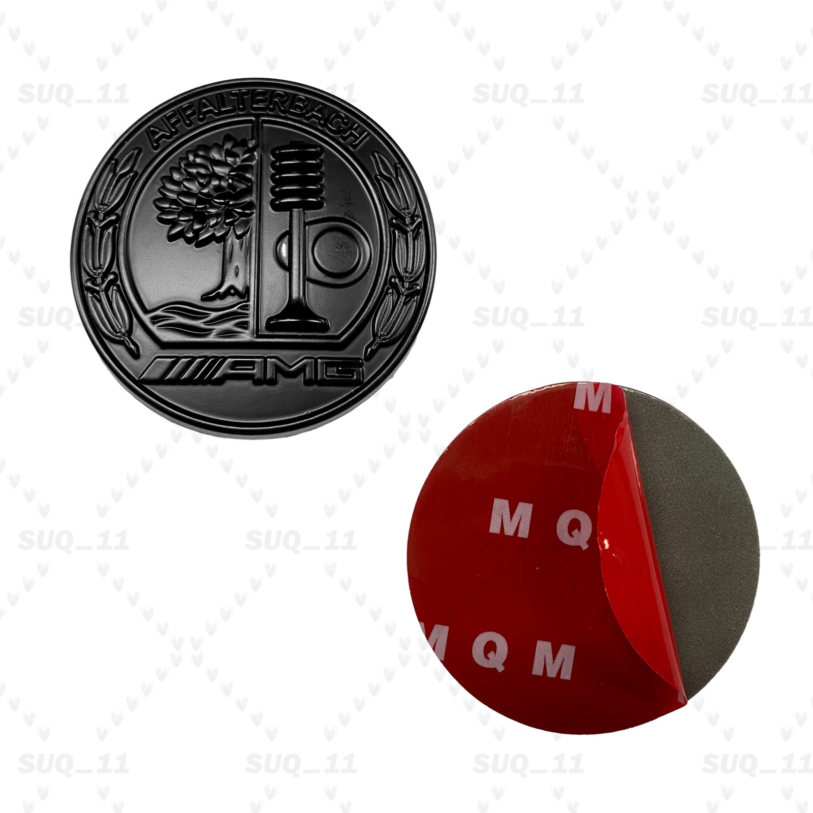 For AMG Affalterbach Emblem Apple Tree Flat 3D Black Badge 57mm Front Hood Decal