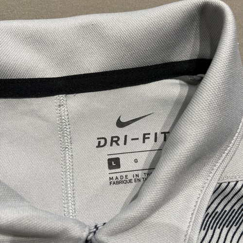 Nike Shirt Mens Large Grey Black Swoosh Drifit Golf Polo Performance Top Dry Dri - Picture 5 of 10