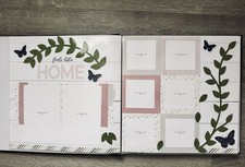 Premade Scrapbook Pages Home, Butterflies, Nature Theme with Embellishments