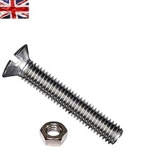 Pack of 100 M3 x 25mm Bright Zinc Plated Slotted Countersunk Screws with Nuts