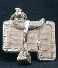 WD15116 *NOS* VINTAGE 1970s CUT-OUT *SADDLE* WESTERN ARTWORK FASHION BELT BUCKLE