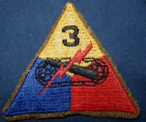WW2 ERA 3rd ARMORED DIVISION PATCH US MILITARY BADGE UNITED STATES WORLD WAR II