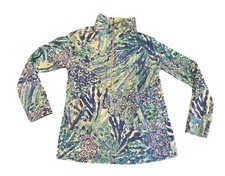 Lilly Pulitzer Skipper Half Zip Sweatshirt Women Medium Blue Floral Pullover
