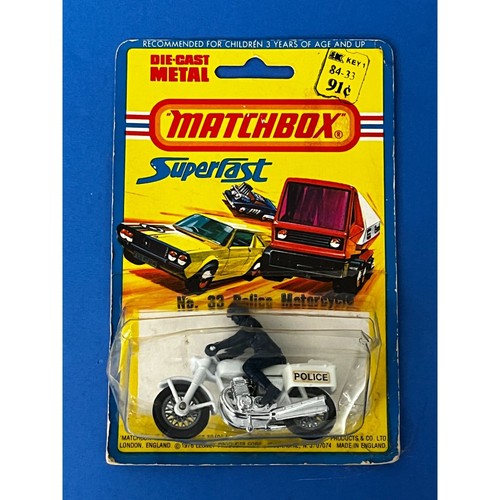 Voiture Miniature Matchbox Superfast #33 Police Motorcyclist (1977-1982) - Avec Boîte Repro Neuve