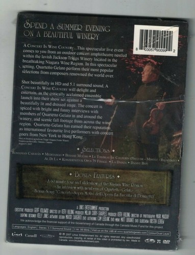 Quartetto Gelato: Concert in Wine Country (DVD, 2007) - Sealed - Imagen 2 de 4