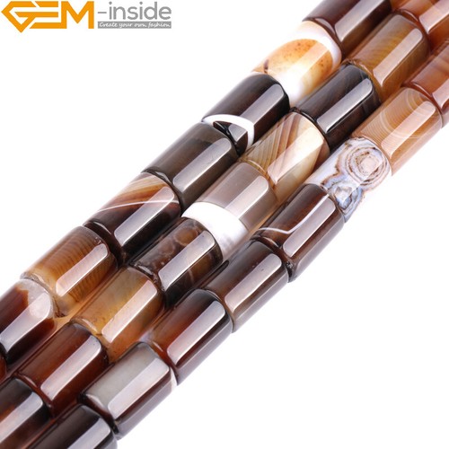 Natural Botswana Agate Stone Beads Column Tube Cylinder For Jewelry Making 15" - Picture 32 of 38