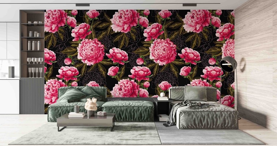 3D Peony Pink Watercolor Patterns Wallpaper Wall Murals Removable