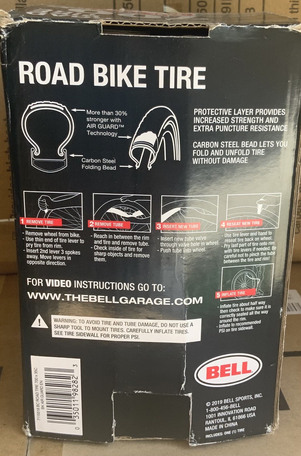 Bell Road Bike Tire 700c/700&times;35c/Replaces 32mm-45mm.Anti-Puncture Protection 