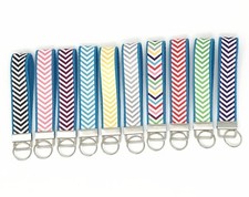 Multi Color fabric with webbing heavy duty Wristlet Key Fob with key chain