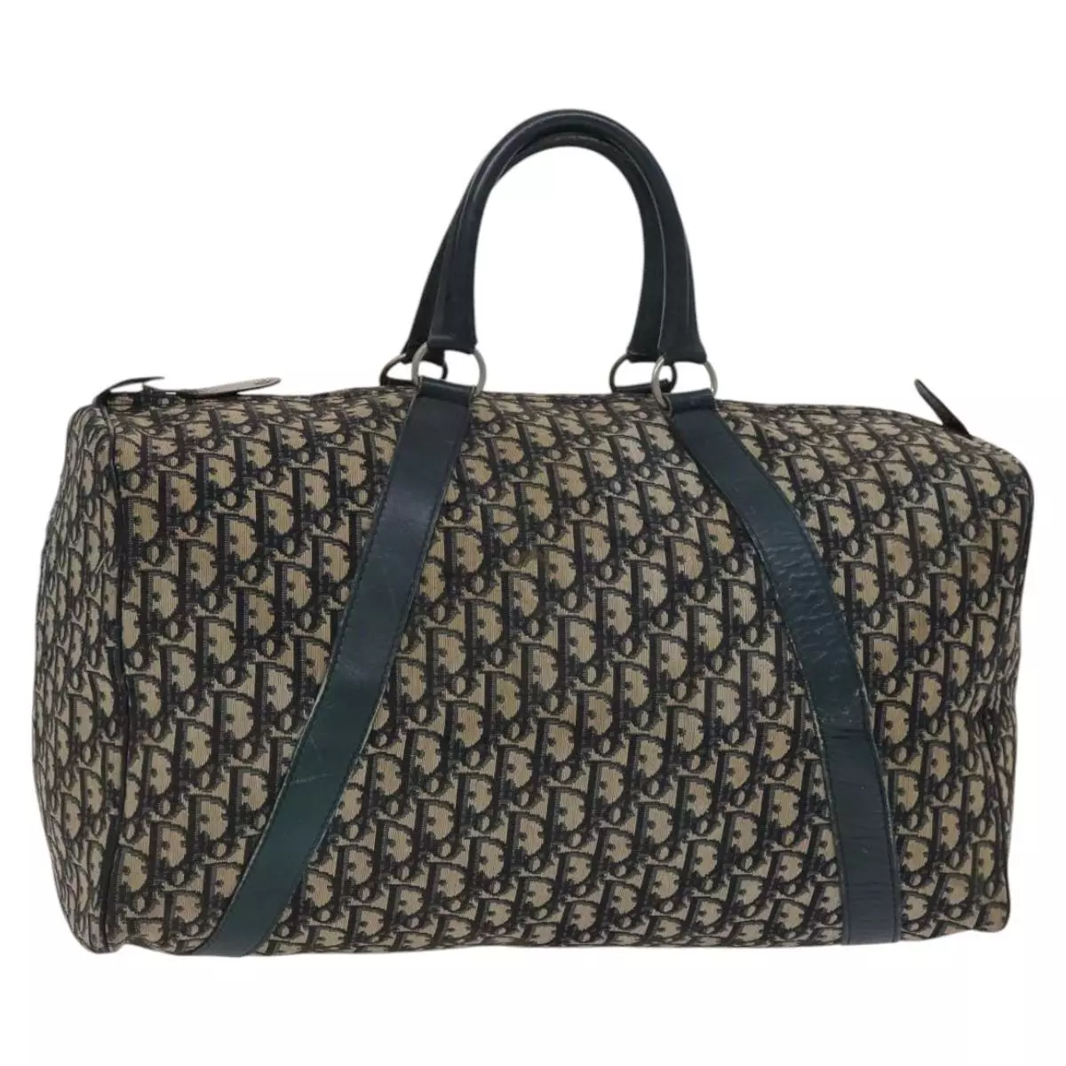 Sac Christian Dior Trotter toile Boston bleu marine argent authentique bs22000