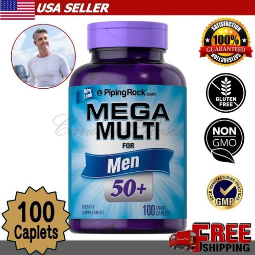 Buy Piping Rock Mega Multi for Men 50 Plus 100 Coated Caplets Online at