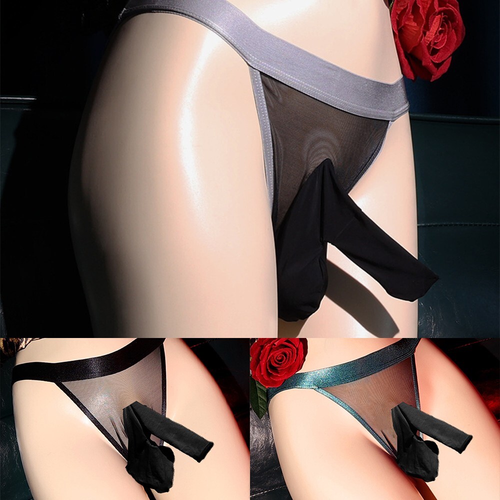 Mens Sexy Sissy Pouch Panties Low Rise Transparent Briefs Lingerie Mesh G-String