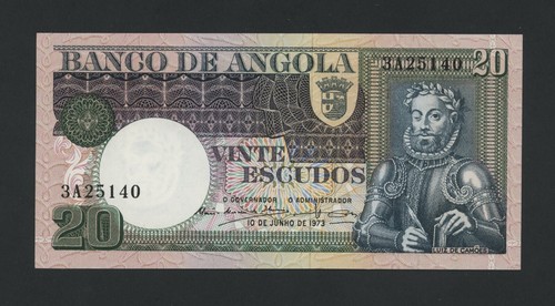 ANGOLA 20 ESCUDOS 1973 PICK # 104 UNC.