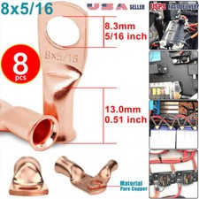 8pcs Pure Copper 8 AWG 5/16" Cable Lugs Ring Terminals Crimp Wire Connectors US