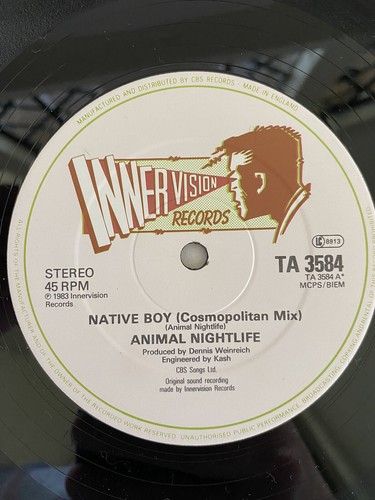 Animal Nightlife - Native Boy - 12" Vinyl Single 1983 Inner Vision TA 3584 - 第 3/4 張圖片