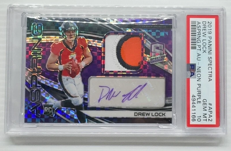 Drew Lock Panini Spectra Aspiring Patch Autographs #APA2 Neon Purple