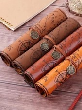 Pencil Cases Leather Creative Retro Luxury Treasure Map Roll Pen Bag Pouch New