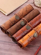 Pencil Cases Leather Creative Retro Luxury Treasure Map Roll Pen Bag Pouch New