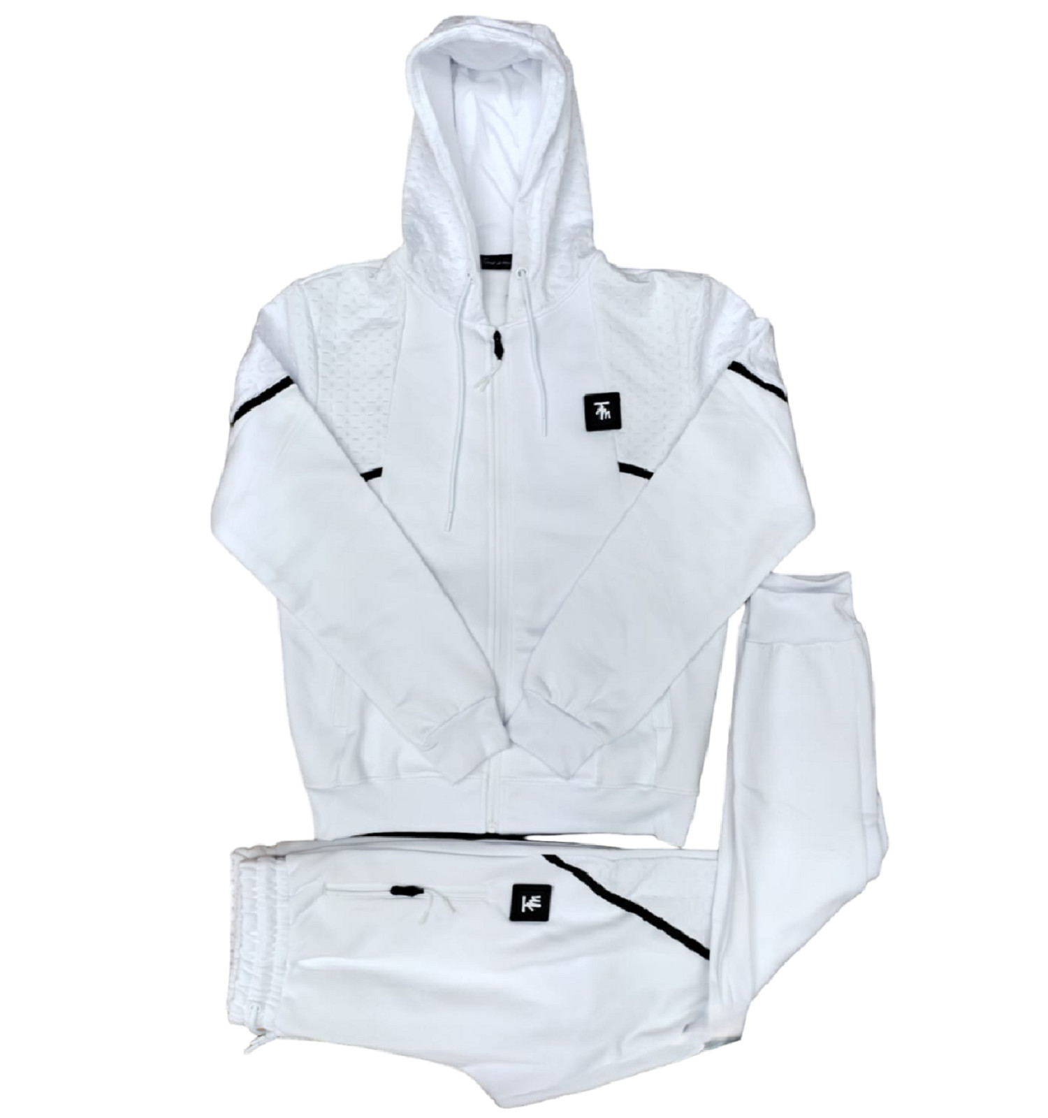Mens White Time Is Money Tracksuit Piece Set Hoodie Joggers