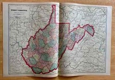 Antique Map 1903 WEST VIRGINIA United States US 21 3/4 x 14 1/2 Original WV