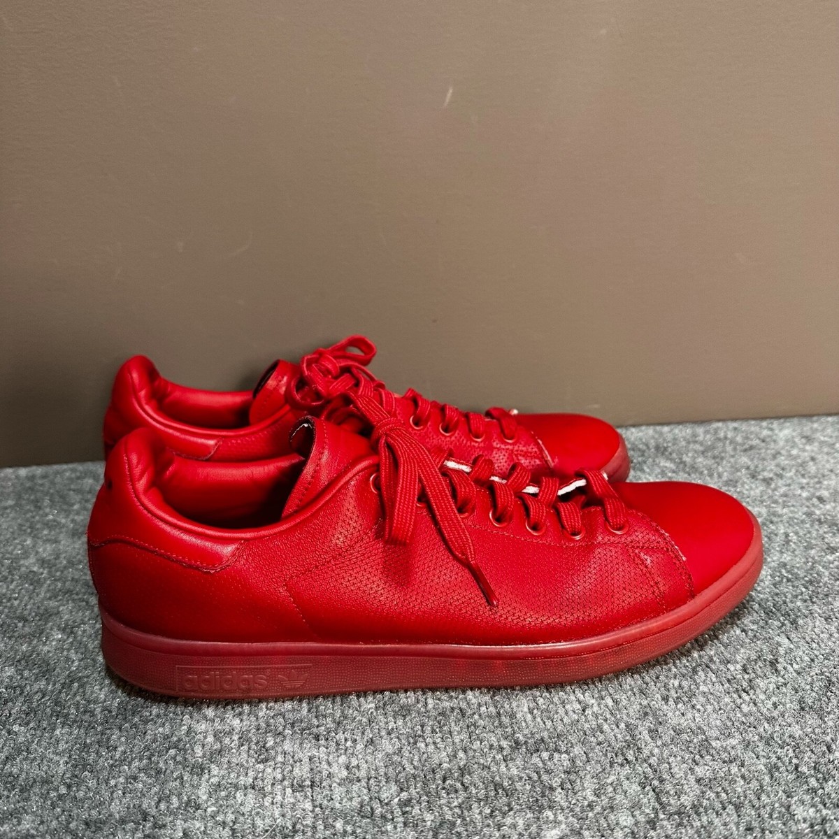Adidas Shoes Mens 11 Red Leather Stan Smith Lace Up Sneakers