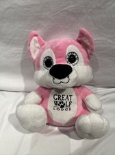 Great Wolf Lodge Sitting Wolf with Pink And White Plush Stuffed Animal