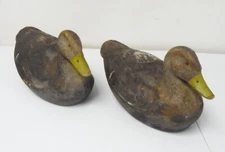 Pair of Vintage J. C. HIGGINS Sears Roebuck Life Like Paper Mache Duck Decoys -A