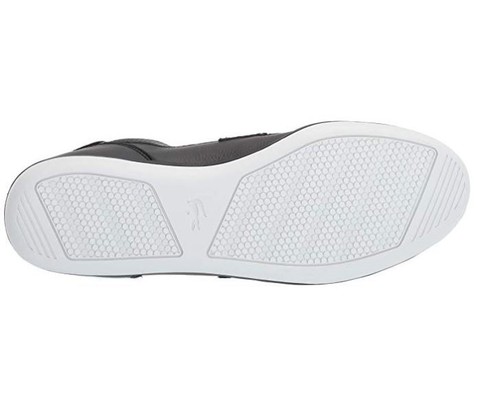 NUEVO Para Hombre Lacoste US 12.5 EU 46.5 Cuero Negro Cubierta Tenis Mínimas Zapatos Caja - Imagen 7 de 7