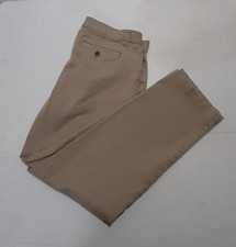 Lands' End Women's Slim Leg Chino Pants Size 12 Flat Front 36 x 29 Khaki