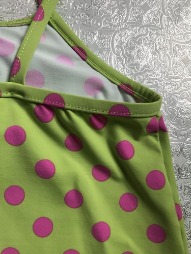 Garnet Hill Girls Large Coverup/Dress PolkaDot Green/Pink Ruffle Swim Beach/Pool - Picture 4 of 11