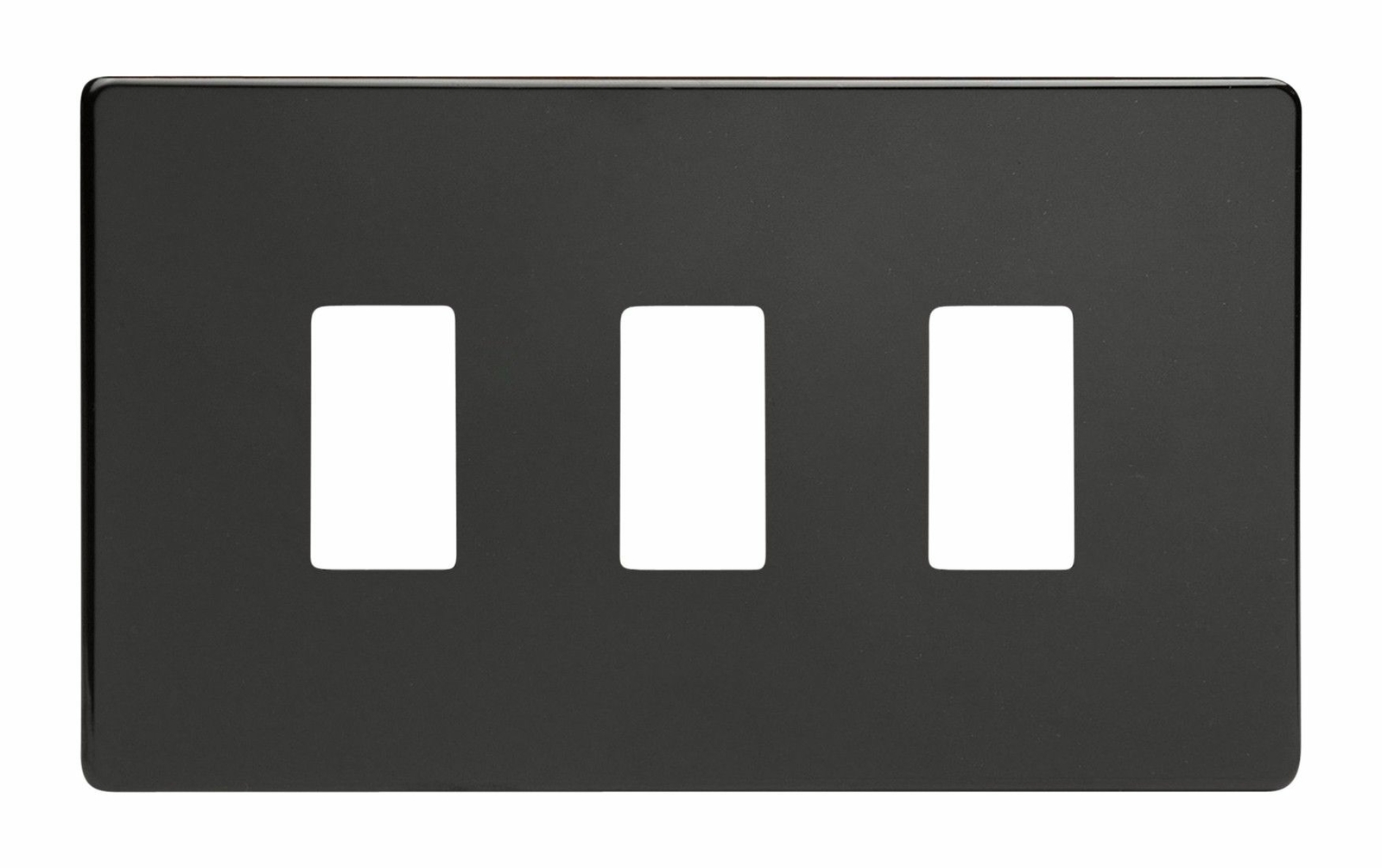 Varilight XDLPGY3S Screwless Premium Black 3 Gang PowerGrid Plate (Twin Plate)