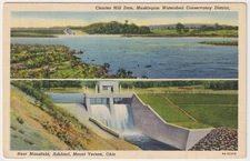 Charles Mill Dam, Ashland, Mount Vernon, Ohio - 1940 Vintage Linen Postcard