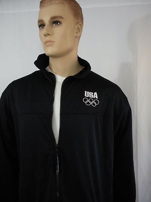  US Olympic Committee USOC XL Unisex Team Jacket Full Zip Front Black/Navy Blue