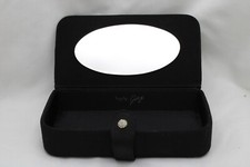 Vintage Bags by Garcy Box w/ Mirror Black Clutch Jewelry Bag 8" x 4"