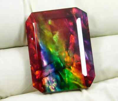 Opal-Like Natural Ammolite Organic Certified 50-52Ct Doublet Loose Gemstone