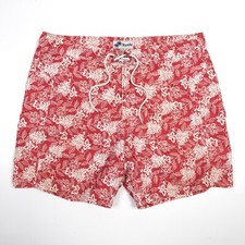 Trunks Surf Swim Co. Swim Trunks Aloha Pattern Red/White - Mens Waist 40