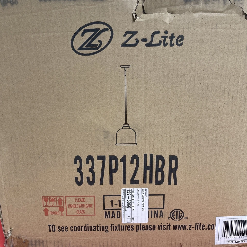 Z-Lite 337P12HBR Burren 1 luz 12 pulgadas Heritage latón colgante luz de techo Foto 2 de 4