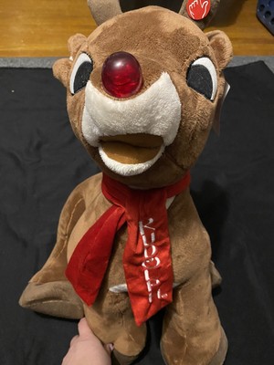 Plush Rudolph The Red Nosed Reindeer Singing Electronic Light Up 13