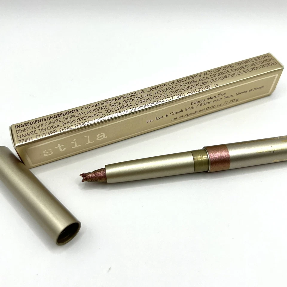 Stila Trifecta Metallica Lip, Eye and Cheek Stick-Rose Gold, Damaged Tip-See Pic - Image 3 of 4