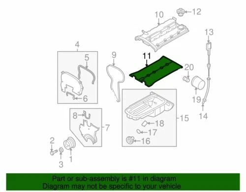 Junta de cubierta de válvula de motor genuino GM 2004-2008 Chevrolet Aveo5 sedán 96353002 Foto 2 de 2