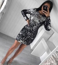NEW w/outTags Xscape Women's Long-Sleeve Sequin Dress Black Size 10