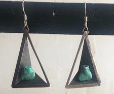 Rare Incredible Brynner Bryner Sterling Stone Earrings Modernist Mid-Century MCM