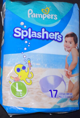 Pampers Splashers Swim Diapers Disposable Pants Large Up To 31lb 14kg - 17pk NEW