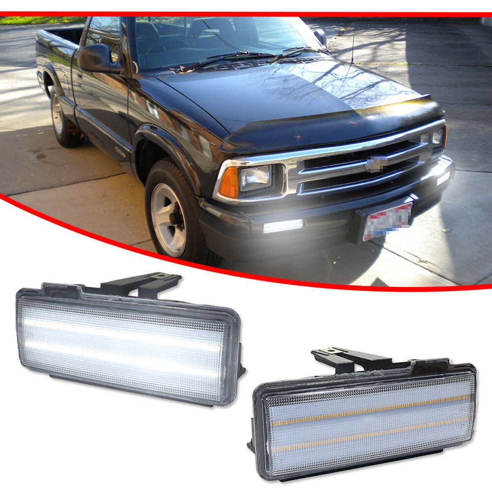 For 1994-97 Chevy S10 Blazer GMC Sonoma Clear Lens Switchback LED Signal Lights - Image 3 of 4